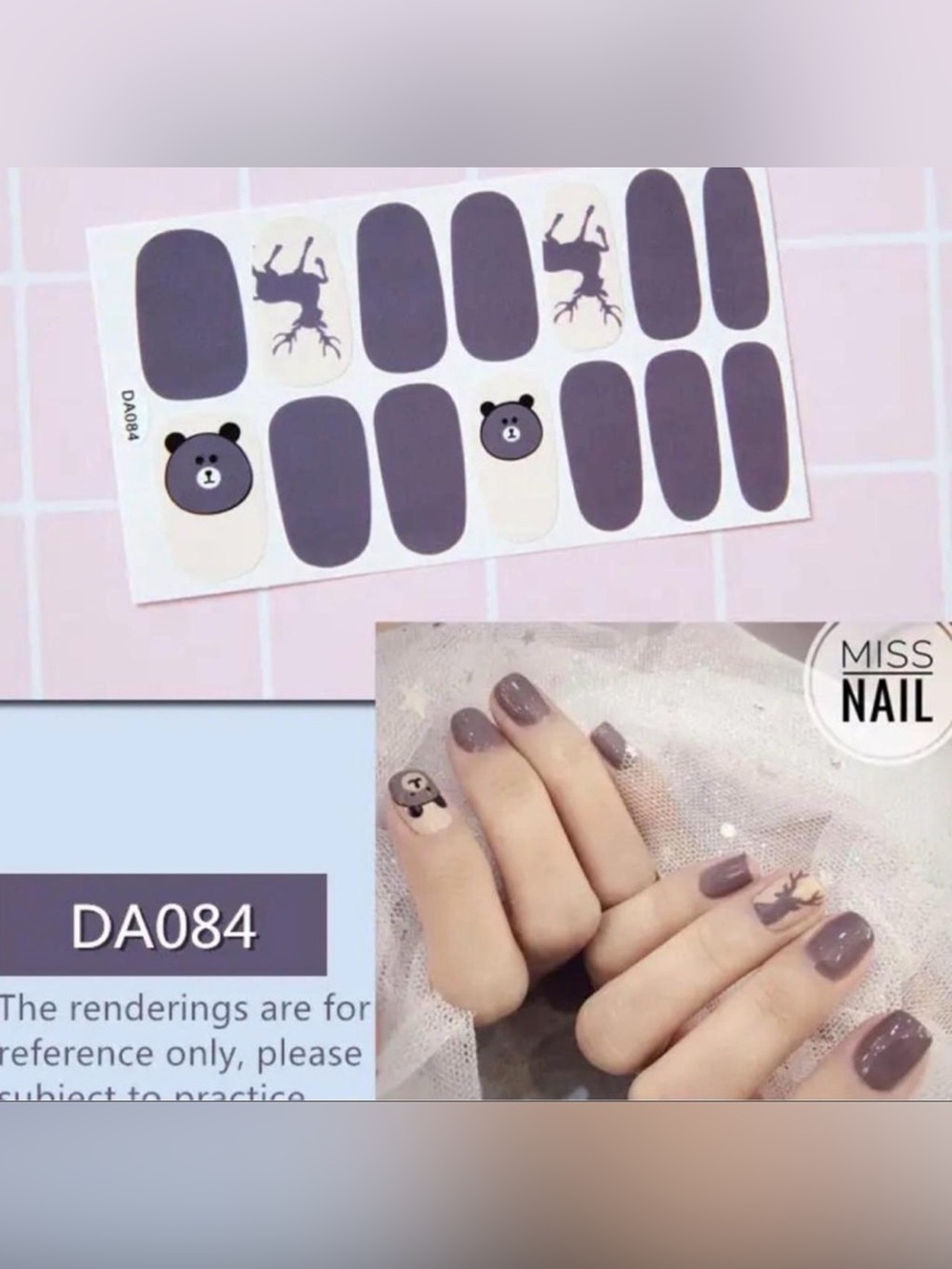 $2 Bear & Deer Mauve Nail Wraps $2 WITH ANY $10 ORDER OR MORE